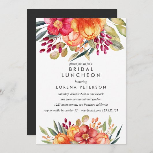 Witte Bridal Luncheon Weddenschap Kaart (Voorkant / Achterkant)