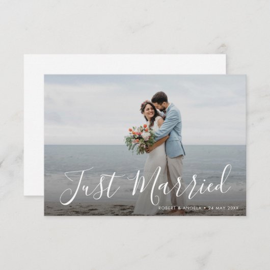 Witte brief Gewoon trouwfeest aankondiging (Voorkant / Achterkant)