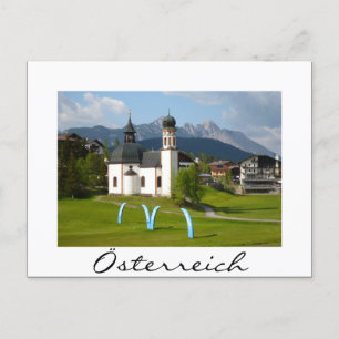 Witte briefkaart van de kerk in Österreich