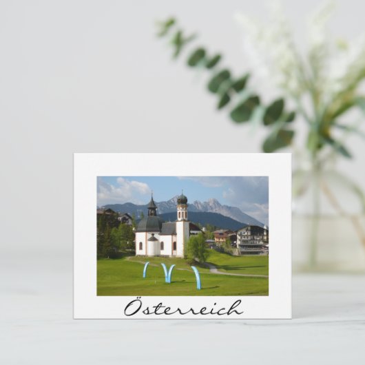 Witte briefkaart van de kerk in Österreich (Staand voorkant)
