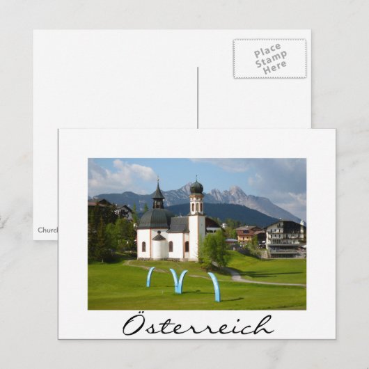 Witte briefkaart van de kerk in Österreich (Voorkant / Achterkant)