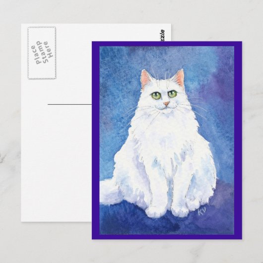 Witte briefkaart van katten of katten (Voorkant / Achterkant)