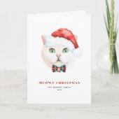 Witte Britse Korthaar Kat Santa Meowy Kerstmis Feestdagen Kaart (Voorkant)