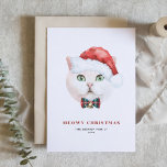 Witte Britse Korthaar Kat Santa Meowy Kerstmis Feestdagen Kaart<br><div class="desc">Meowy Kerstmis! Stuur vakantiebezoekers naar familie en vrienden met een kerstkaart met kat-thema. Het bevat een waterverf illustratie van een schattige witte Britse stengel met een kersthoed en een tartan boeg stropdas. De teksten zijn volledig bewerkbaar. Personaliseer door een groet, een namen en een bericht toe te voegen. Deze kerstkaart...</div>