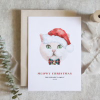 Witte Britse Korthaar Kat Santa Meowy Kerstmis