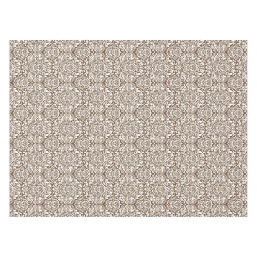 Witte  Brocade Damask Pick Kleurachtergrond Tafelkleed (Voorkant (Horizontaal))