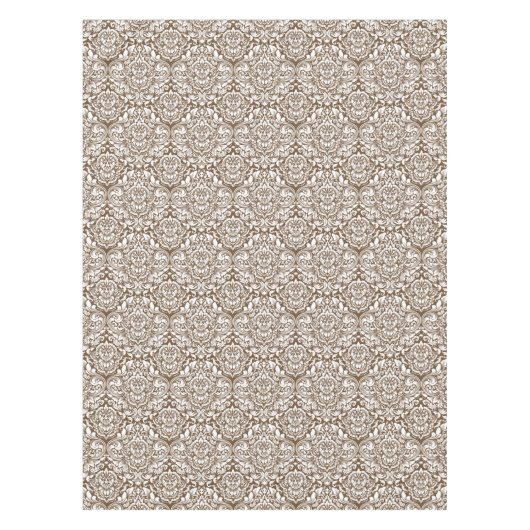 Witte Brocade Damask Pick Kleurachtergrond Tafelkleed (Voorkant)