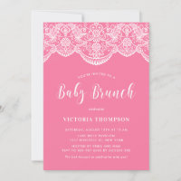 Witte Brocade Kant Roze Baby Brunch