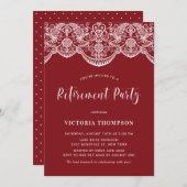 Witte Brocade Lace Red Pensioen Partij Kaart (Voorkant / Achterkant)