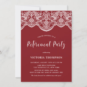 Witte Brocade Lace Red Pensioen Partij Kaart
