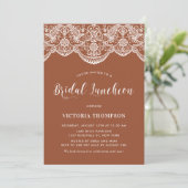 Witte Brocade Lace Terracotta Bridal Luncheon Kaart (Staand voorkant)
