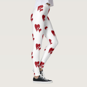 Witte broek met rode harten leggings
