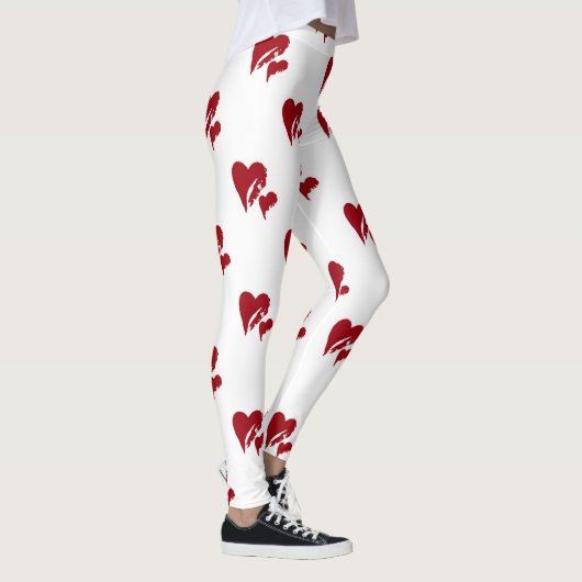Witte broek met rode harten leggings (Rechts)