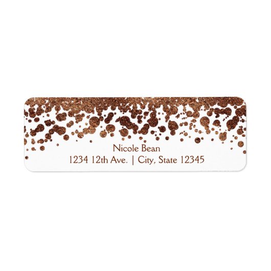 Witte & bronzen confetti-stippen Glamour Shimmer Etiket (Voorkant)