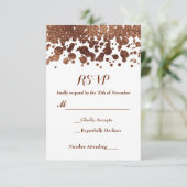 Witte & Bronzen Confetti Stippen Glamour Shimmer R RSVP Kaartje (Staand voorkant)