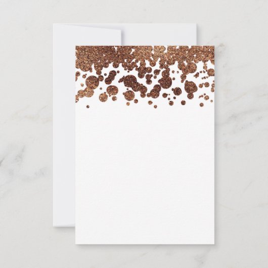 Witte & Bronzen Confetti Stippen Glamour Shimmer R RSVP Kaartje (Achterkant)