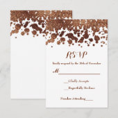 Witte & Bronzen Confetti Stippen Glamour Shimmer R RSVP Kaartje (Voorkant / Achterkant)