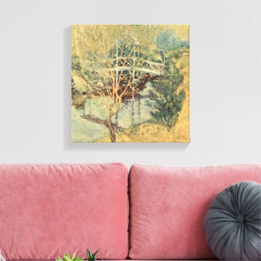Witte brug door Tarreman, impressionisme Canvas Afdruk (Insitu (Woonkamer))