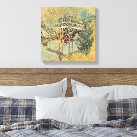 Witte brug door Tarreman, impressionisme Canvas Afdruk (Insitu (Slaapkamer))