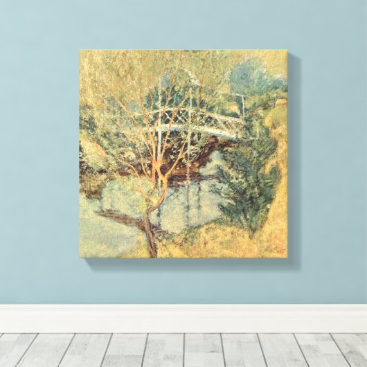 Witte brug door Tarreman, impressionisme Canvas Afdruk (Insitu (Houten vloer))