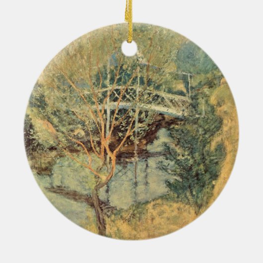 Witte brug door Tarreman,  impressionisme Keramisch Ornament (Achterkant)