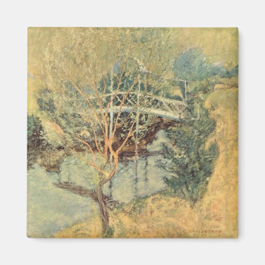 Witte Brug door Twachtman, Vintage Impressionisme Magneet (Voorkant)