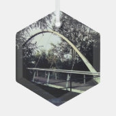 Witte brug glas ornament (Voorkant)