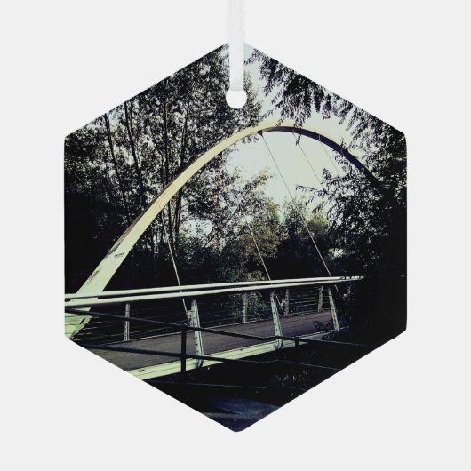 Witte brug glas ornament (Achterkant)