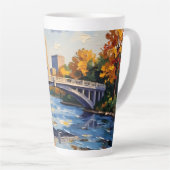 Witte brug van Indianapolis over de White River Latte Mok (Rechterhoek)
