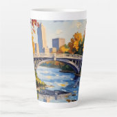Witte brug van Indianapolis over de White River Latte Mok (Voorkant)