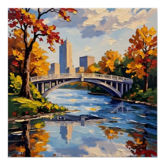 Witte brug van Indianapolis over de White River Perfect Poster (Voorkant)