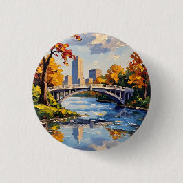 Witte brug van Indianapolis over de White River  Ronde Button 3,2 Cm