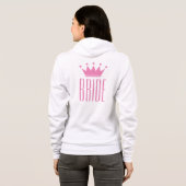 Witte bruid hoodie met roze kroon ontwerp (Achterkant volledig)