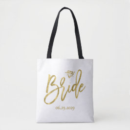 Witte Bruid Met Diamanten Trouwtas Tote Bag