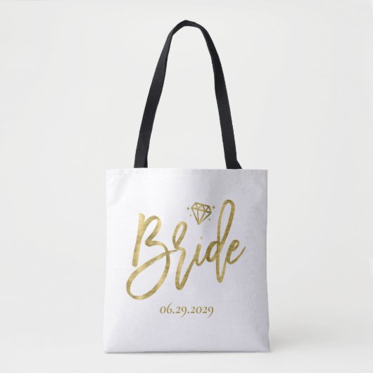 Witte Bruid Met Diamanten Trouwtas Tote Bag (Voorkant)