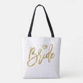 Witte Bruid Met Diamanten Trouwtas Tote Bag (Achterkant)