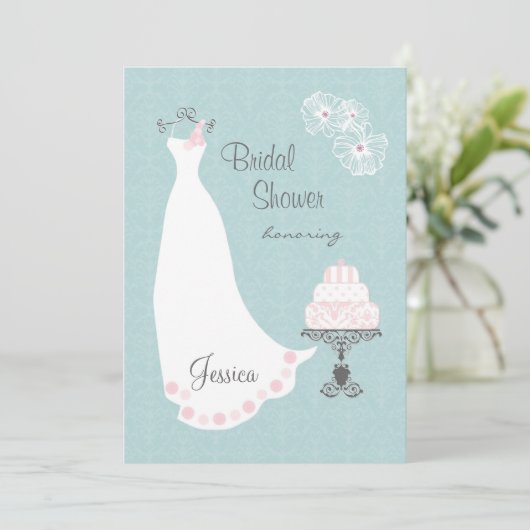 Witte bruidgans en taart Vrijgezellenfeest Invite Kaart (Staand voorkant)