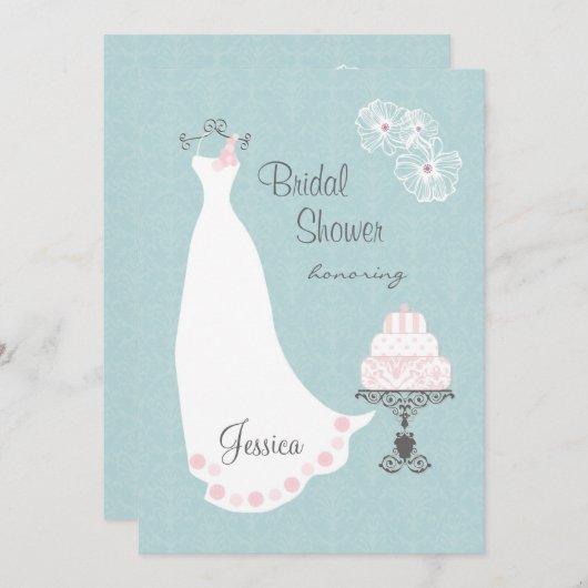 Witte bruidgans en taart Vrijgezellenfeest Invite Kaart (Voorkant / Achterkant)