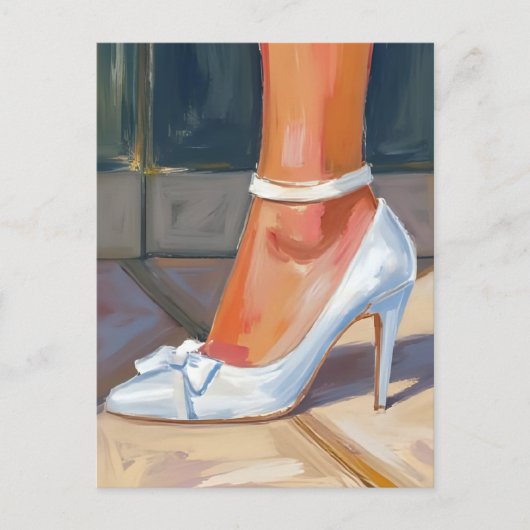 Witte Bruids Hoge Hakken Trouwfeest Briefkaart (Voorkant)