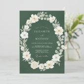 Witte Bruidsbloemen in Bosgroen Kaart (Staand voorkant)