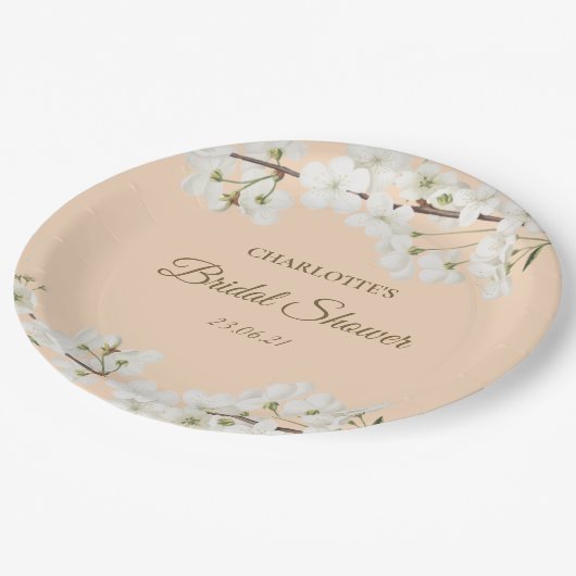 Witte Bruidsbloesem Bruiloft Feest Papieren Bordje (Gekanteld)