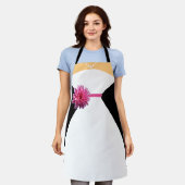 Witte bruidsjurk met roze bloem en parels schort (Gedragen)