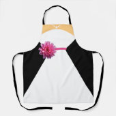 Witte bruidsjurk met roze bloem en parels schort (Voorkant)