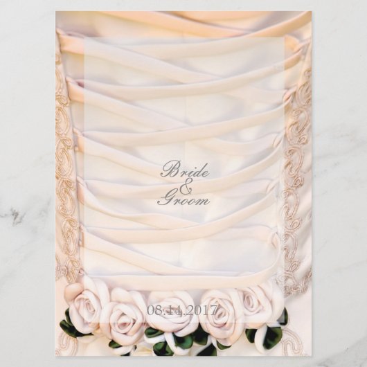 Witte Bruidsjurk met Rozen Bruiloft menu (Achterkant)