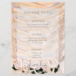 Witte Bruidsjurk met Rozen Bruiloft menu