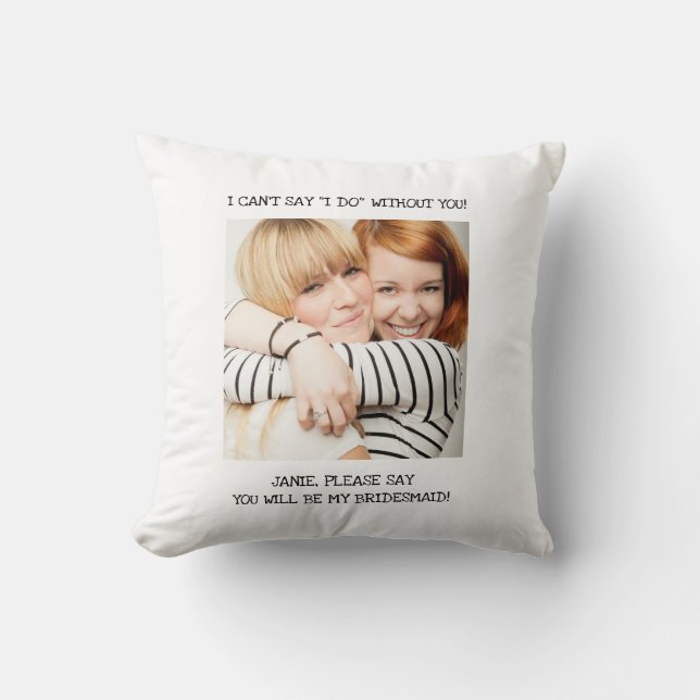 Witte bruidsmeisje uitnodiging met foto van beste  kussen (Voorkant)