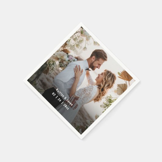 Witte Bruiloft aangepaste foto Servet (Hoek)