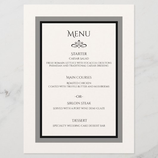 Witte bruiloft aanpasbare platte menu (Voorkant)