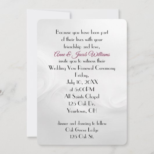 Witte Bruiloft Abstracte Gelofte Vernieuwing Kaart (Voorkant)