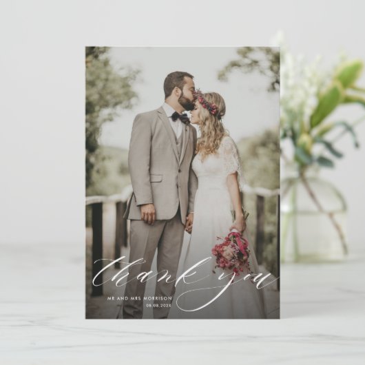 witte bruiloft bedankt je kaartje (Staand voorkant)